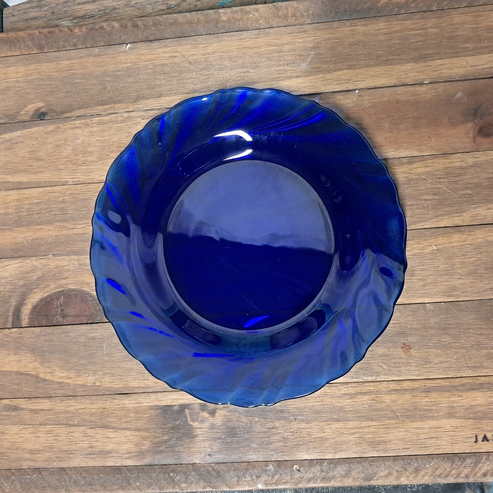 Set Of 4 7.5" Duralex Cobalt Blue Spiral Dishware Bowls - Picture 4 of 4